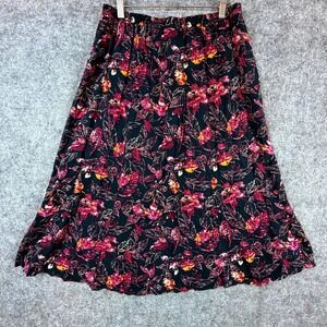 Vintage Liz Baker Essentials Midi Skirt Womens Large Dark Romantic 90s Floral